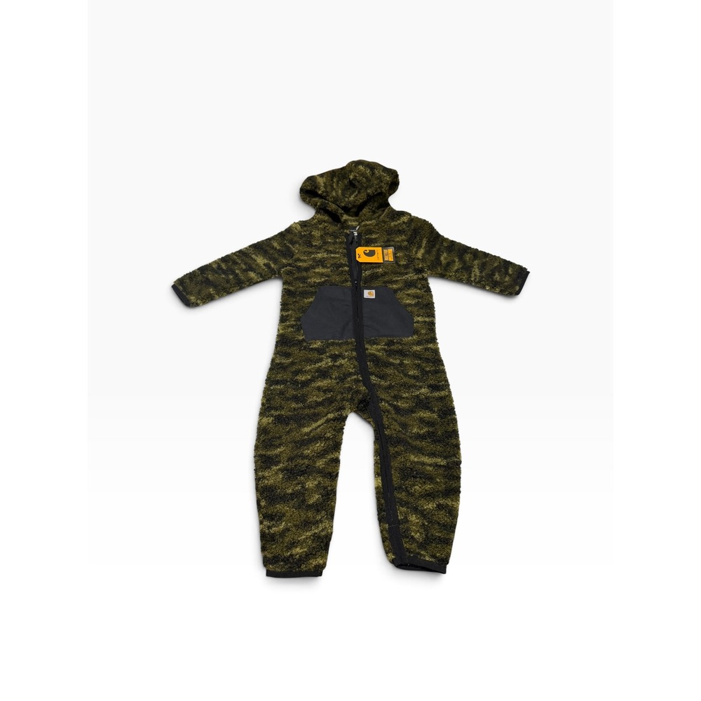 Carhartt Kids Green Camo Sherpa Fleece Hooded Romper One-Piece OX8767-B 18M NWT